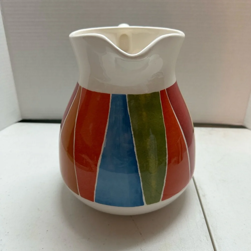 FANDANGO BY CRATE & BARREL EARTHENWARE PITCHER MULTICOLOR RETIRED HTF MI…